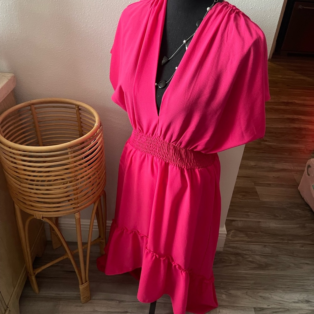 Hot pink high low dress